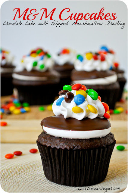 M&M Dipped Cupcakes