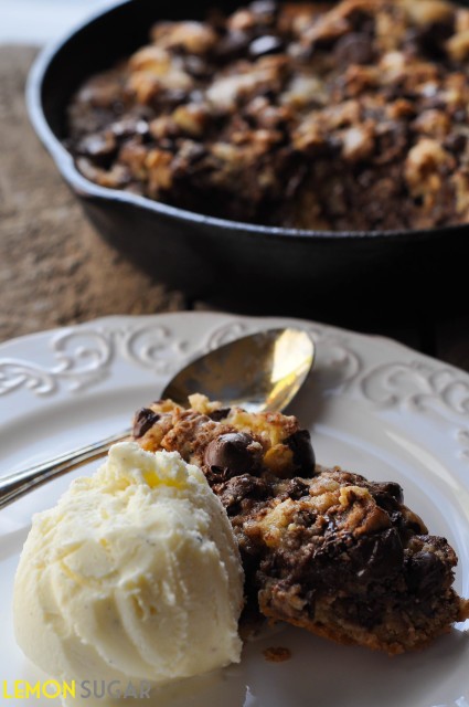 Dark Chocolate Chip Skillet Cookie | Lemon Sugar