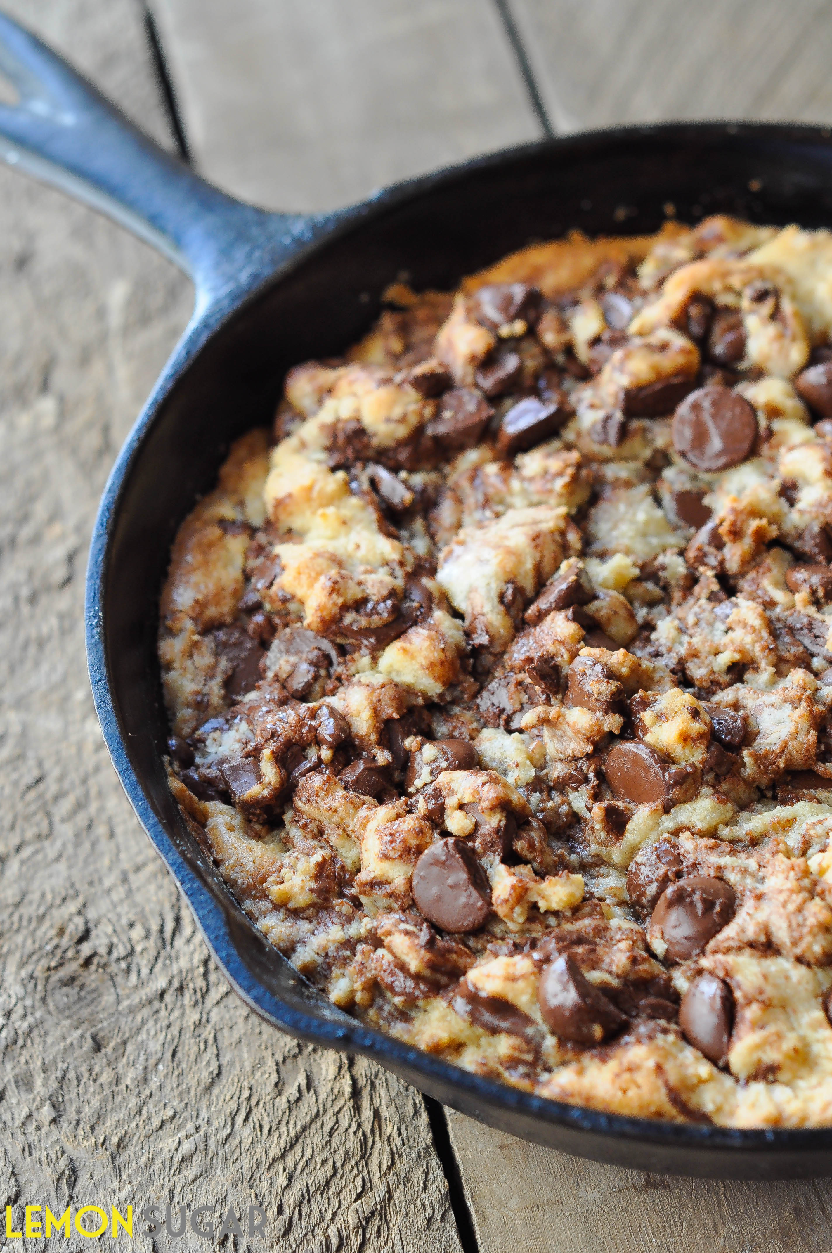 Dark Chocolate Chip Skillet Cookie