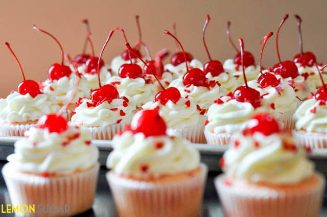 Maraschino Cherry Cupcakes | www.lemon-sugar.com