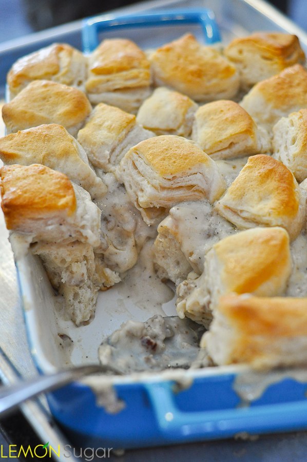 Biscuits and shop gravy casserole