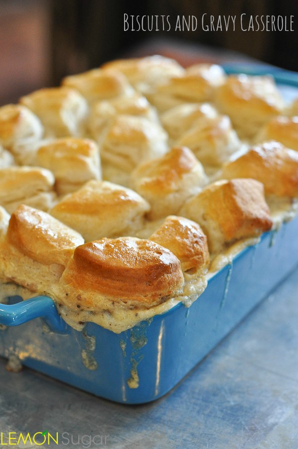 Biscuits and Gravy Casserole | www.lemon-sugar.com