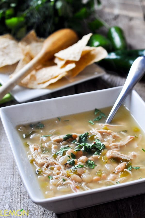 Charred Poblano White Chicken Chili | www.lemon-sugar.com