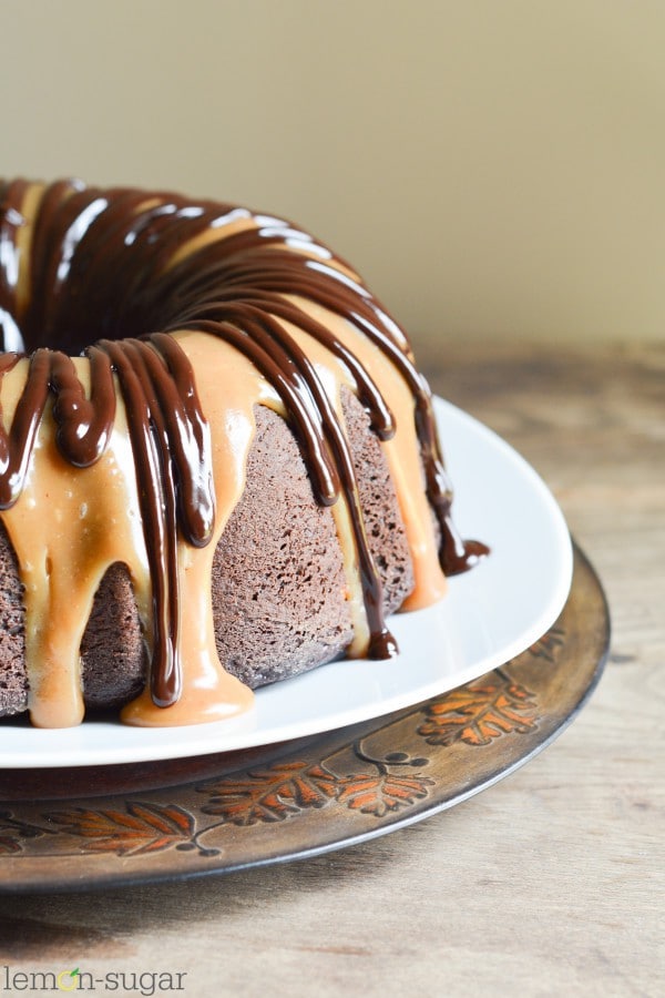 Chocolate Peanut Butter Swirl Bundt Cake