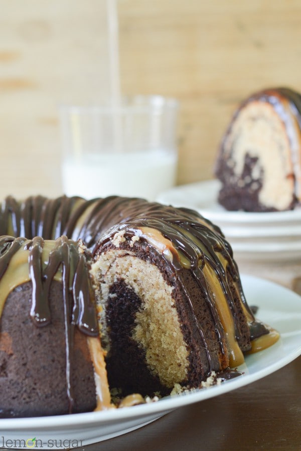 Chocolate Peanut Butter Swirl Bundt Cake