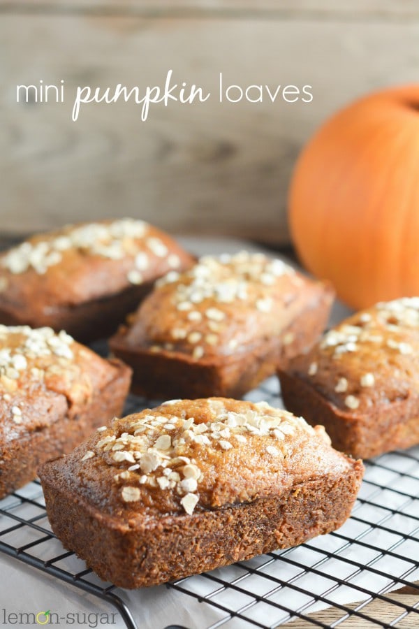 These Mini Pumpkin Loaves are super easy and a huge hit every time we make them.  One of my go-to recipes for fall!