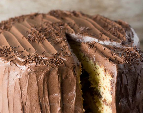 Yellow Cake with Fudge Frosting
